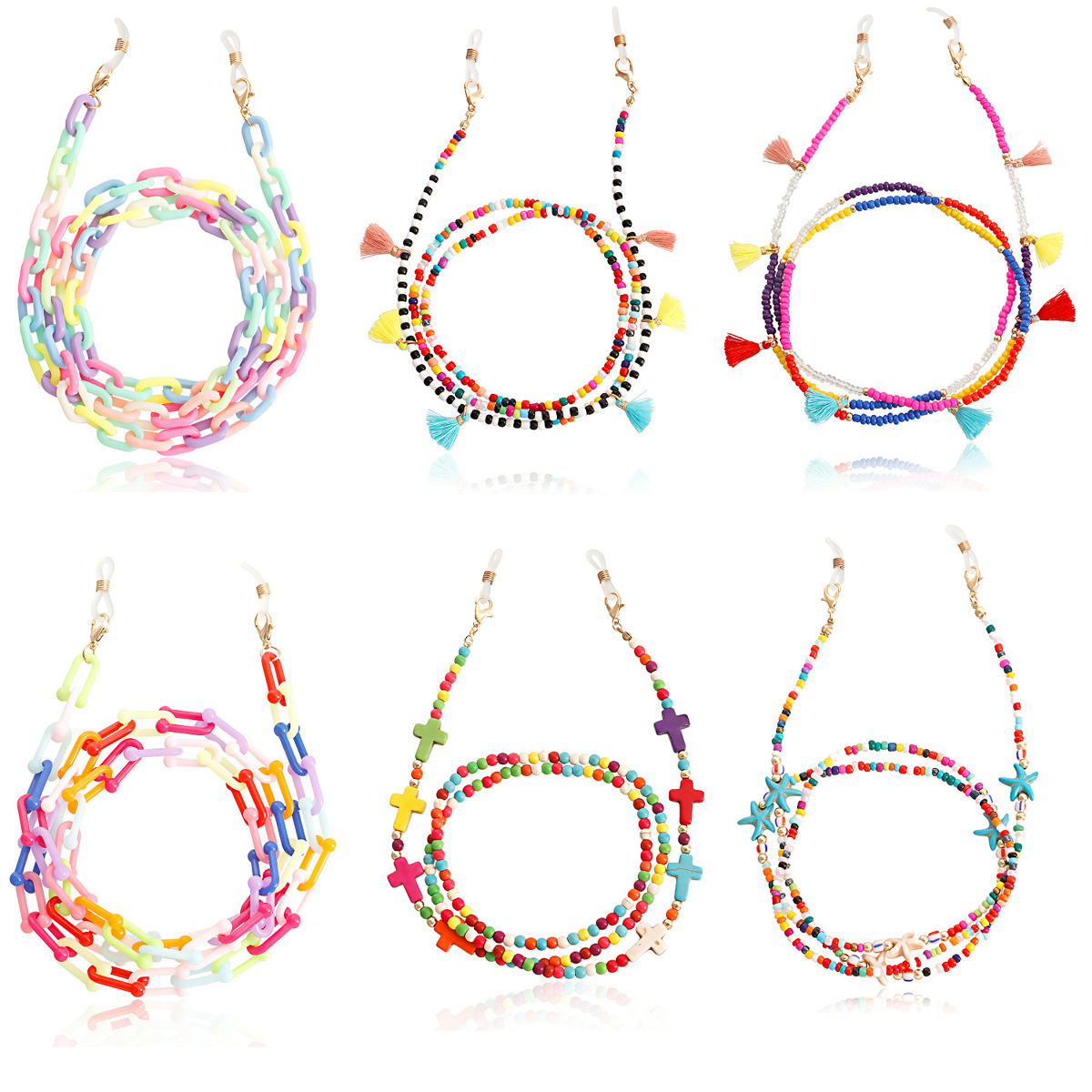 Sunglass Retainer Cord - ใหม่แฟชั่นแว่นตา Dual-ใช้เชือกเส้นเล็กที่มีสีสัน Bohemian ลูกปัด Anti-Lost หน้ากาก