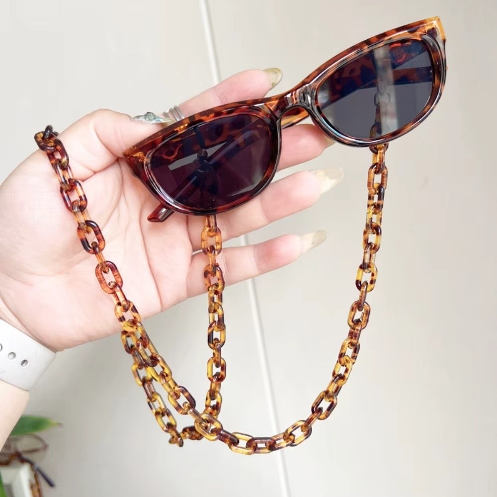 Sunglass Retainer Cord - สายคล้องแว่นตาอะคริลิกลายเสือดาวกันลื่น สายคล้องแว่นกันแดดตกแต่ง ป้องกันการสูญหาย ทำด้วยมือประดับลูกปัด สายคล้องแว่นอ่านหนังสือ