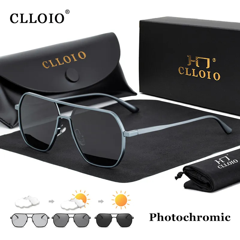 Sunglasses Aviator Polarized - CLLOIO ใหม่แฟชั่นอลูมิเนียม Photochromic แว่นตากันแดดผู้ชายผู้หญิงแว่นตากันแดดโพลาไรซ์ Chameleon Anti-Glare