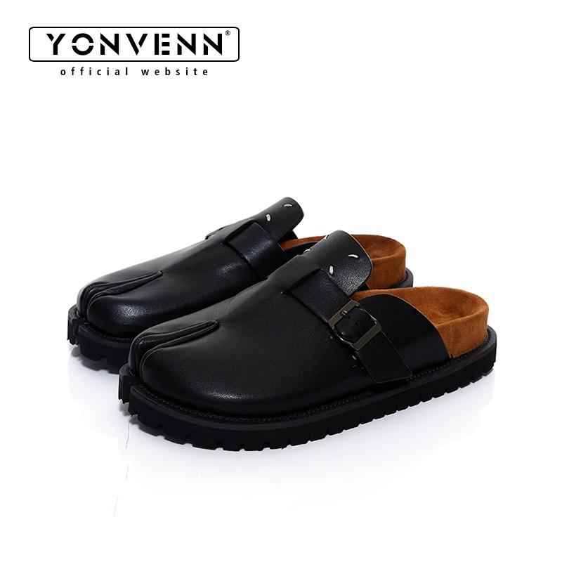 Flip Flop Leather Men - รองเท้าทาบิแบบใหม่ รองเท้าหนังผู้ชายและผู้หญิง รองเท้าแตะแบบสวม ระบายอากาศได้ดี รองเท้าหัวแยก พื้นหนา