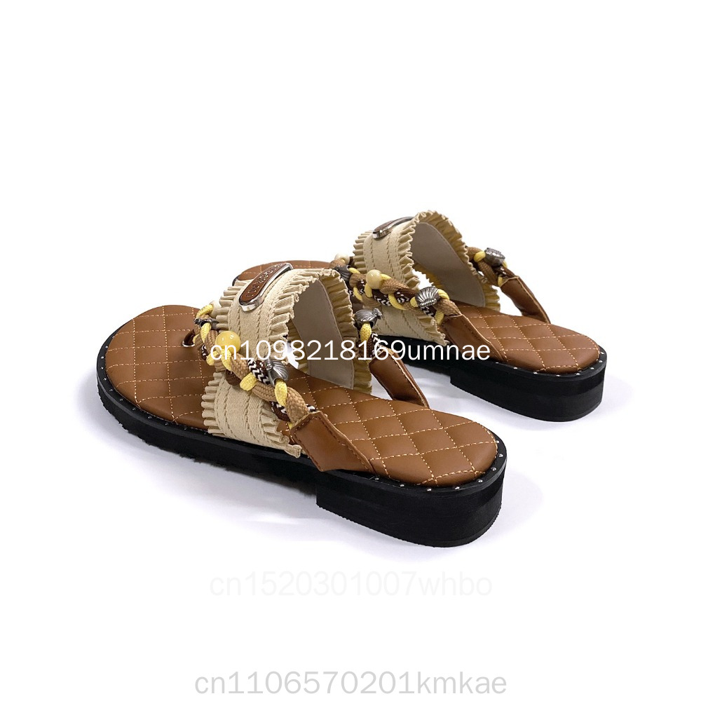รองเท้าแตะสตรีแบบทอสไตล์เรโทรใ - Flip Flop Leather Men บทวิจารณ์และราคา