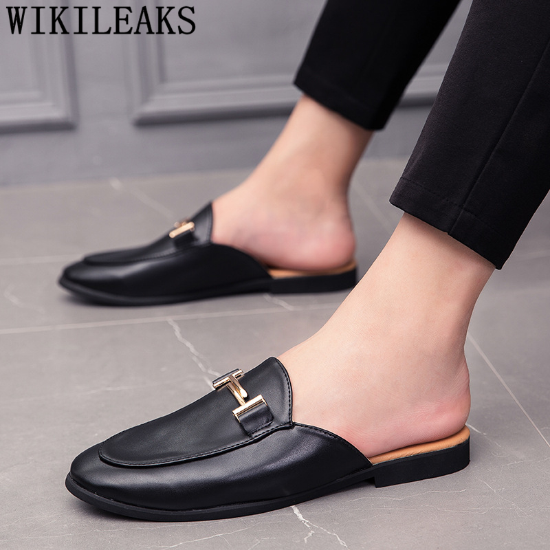 รองเท้าหนังสีดำแบบสวมสำหรับผู้ - Flip Flop Leather Men บทวิจารณ์และราคา
