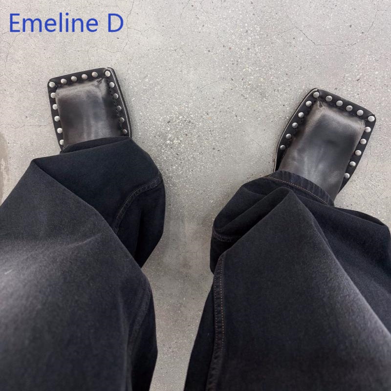 รองเท้าสไลด์แบบสวมทรงเหลี่ยม ย - Flip Flop Leather Men บทวิจารณ์และราคา