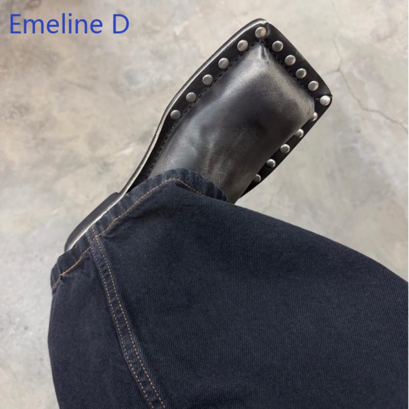 รองเท้าสไลด์แบบสวมทรงเหลี่ยม ย - Flip Flop Leather Men บทวิจารณ์และราคา